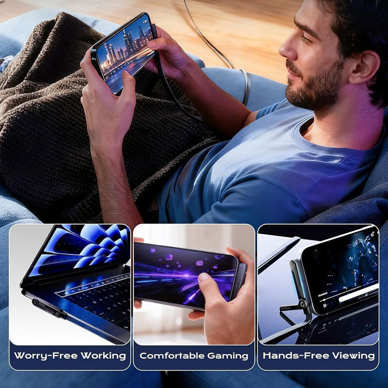 Huimitech Wholesale 240W Braided Type C Fast Charging Cable with Foldable Phone Holder 06