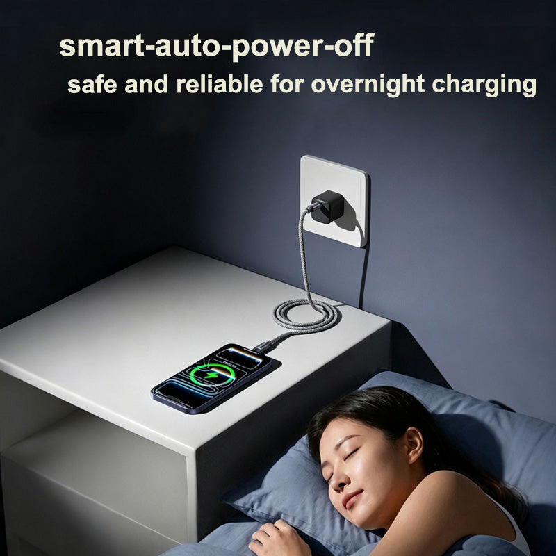Smart-Auto-Power-Off 100W Woven USB-C Charge Data Cable 1.5m