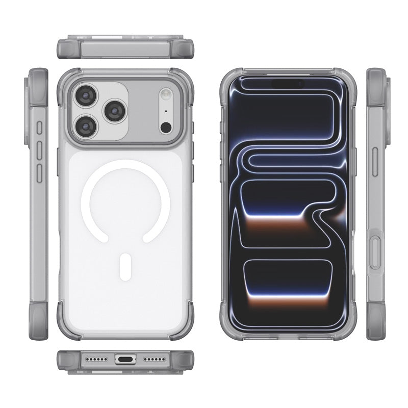 Transparent Magnetic Soft TPU Frame + Hard PC Back Cover for iPhone
