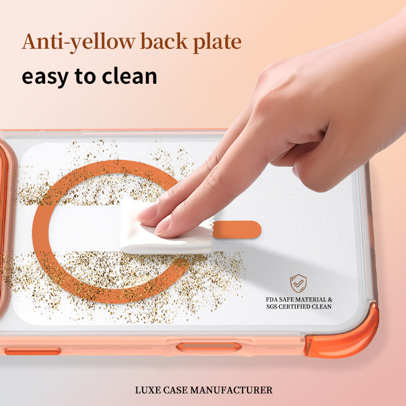Transparent Magnetic Soft TPU Frame + Hard PC Back Cover for iPhone