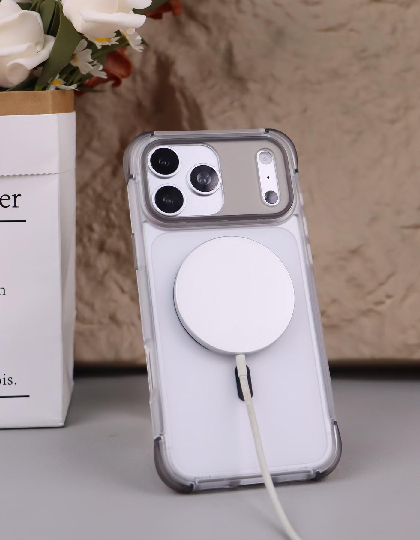 Transparent Magnetic Soft TPU Frame + Hard PC Back Cover for iPhone