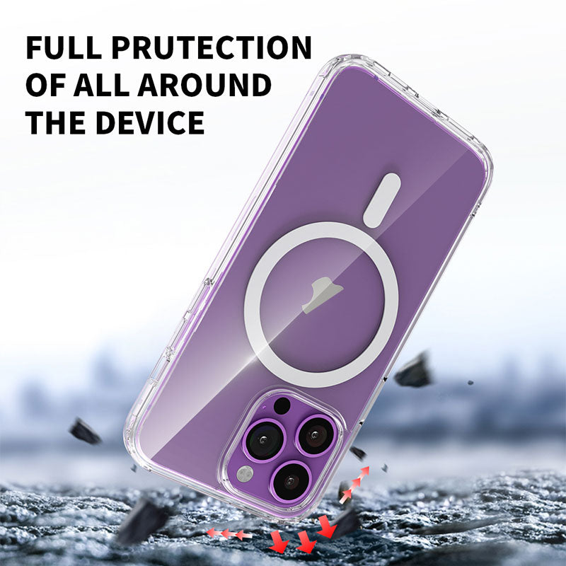 Transparent Magnetic Soft TPU Frame + Hard PC Back Cover for iPhone