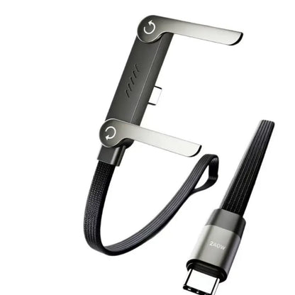 240W Braided Type C Fast Charging Cable Built-in Metal Phone Holder