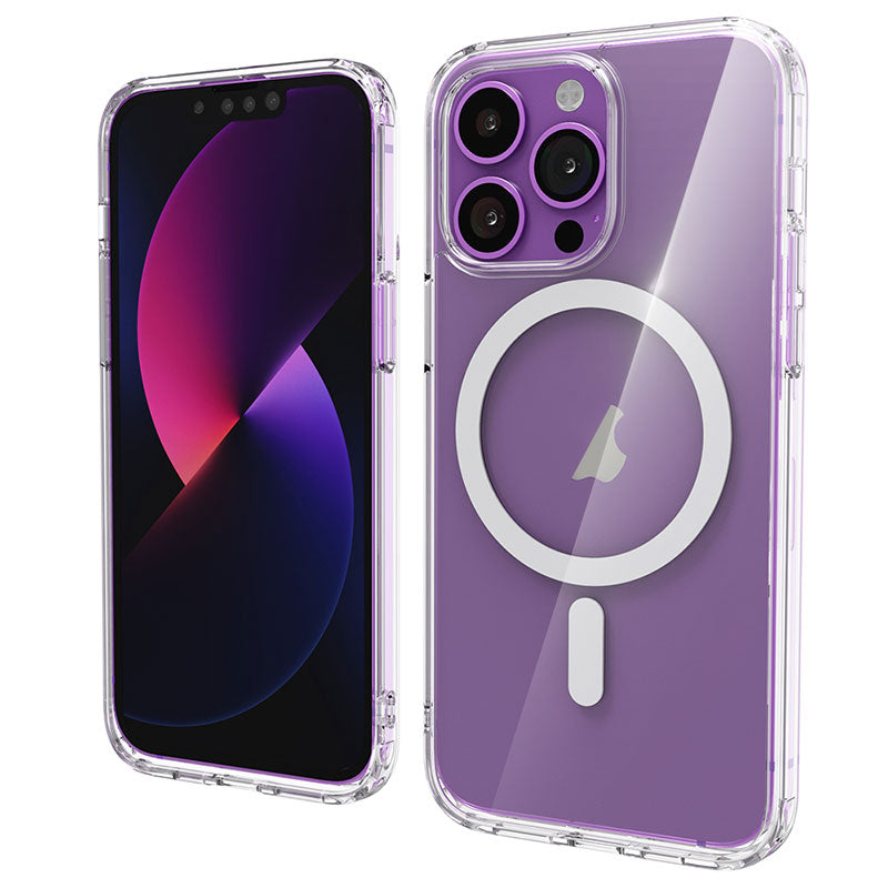 Transparent Magnetic Soft TPU Frame + Hard PC Back Cover for iPhone