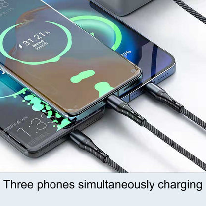 Huimitech 66W Woven Fast Charging Cable with Type C + Micro USB + Lighting Port 03