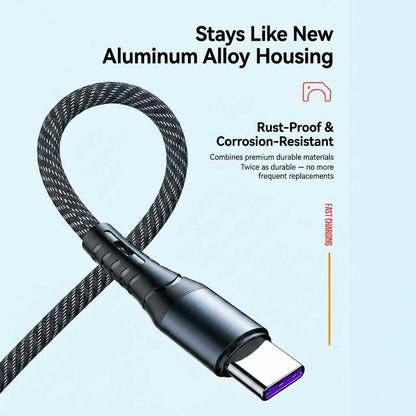 66W Woven Fast Charging Cable with Type C + Micro USB + Lighting Port