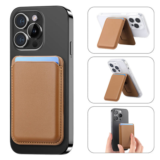 Magnetic PU Leather Card Wallet A-shaped Adjustable Phone Stand