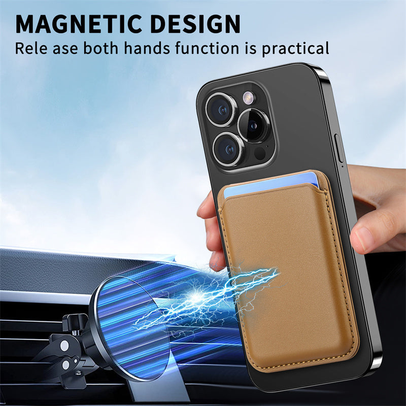 Magnetic PU Leather Card Wallet Adjustable Phone Stand